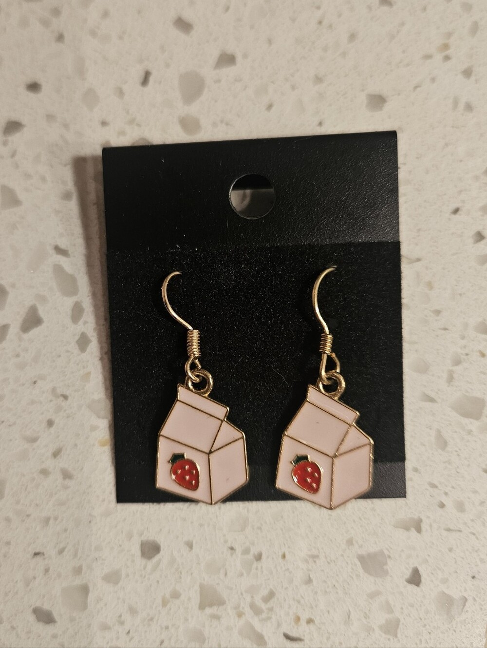 Strawberry Milk Carton Earrings, NEW